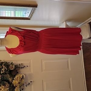 Spense hot pink sleeveless ruffled neck stretch dress elastic waist sz XL EUC …